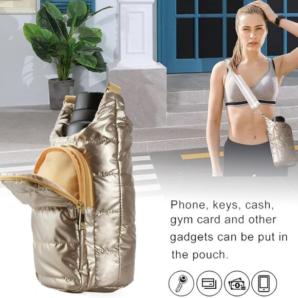 Stylish Quilted Sports Pouch Bag with Adjustable Strap - Perfect for Women - Picture 4 of 6